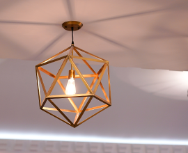 picture of hexagonal ceiling lamp lit up
